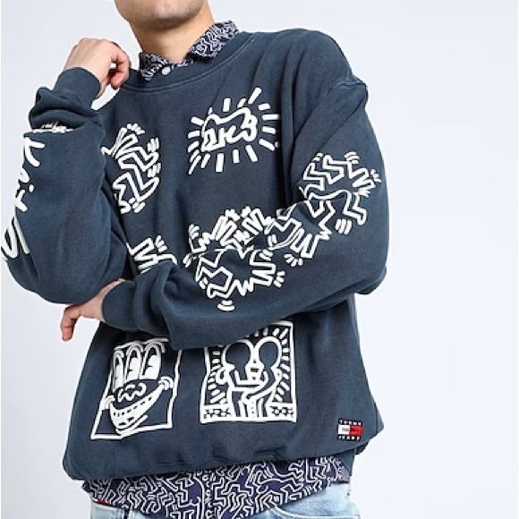 TOMMY HILFIGER JEANS X KEITH HARING Oversized Sweatshirt - Unisex Blue Grey - Picture 4 of 9